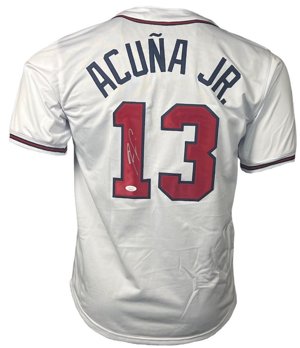 Ronald Acuna Jr. Autographed White Atlanta Custom Baseball Jersey Beckett