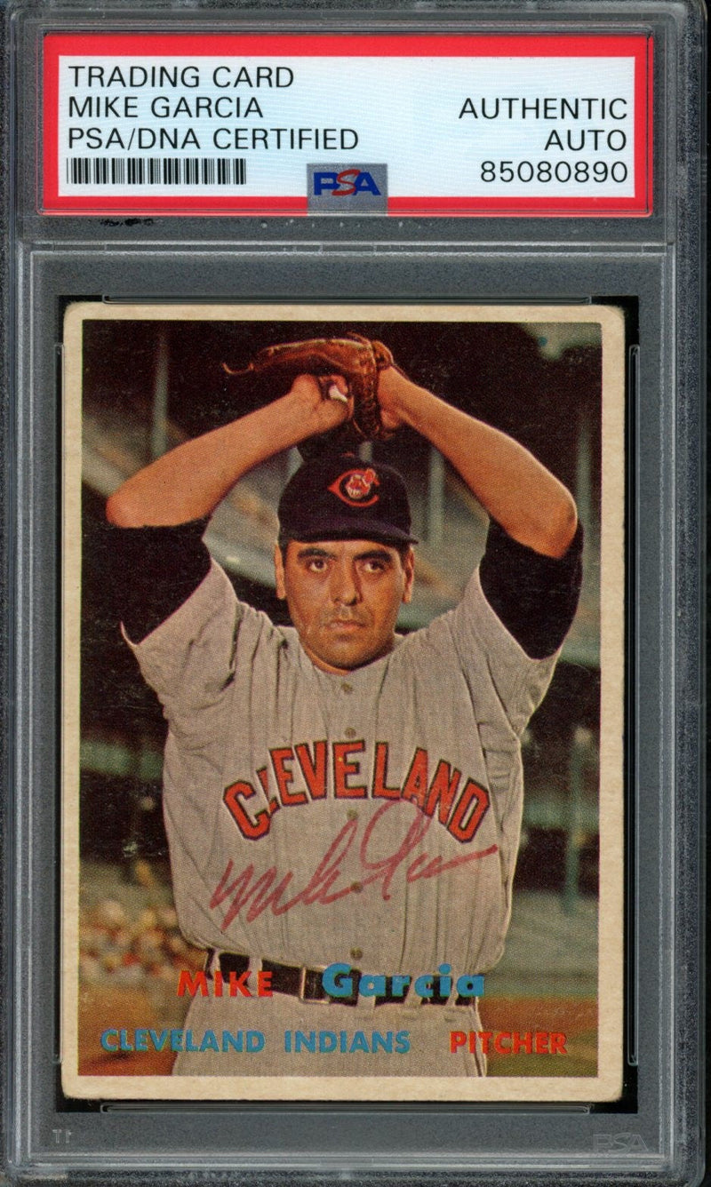 Mike Garcia Signed 1957 Topps Trading Card #300 Indians PSA/DNA 184005