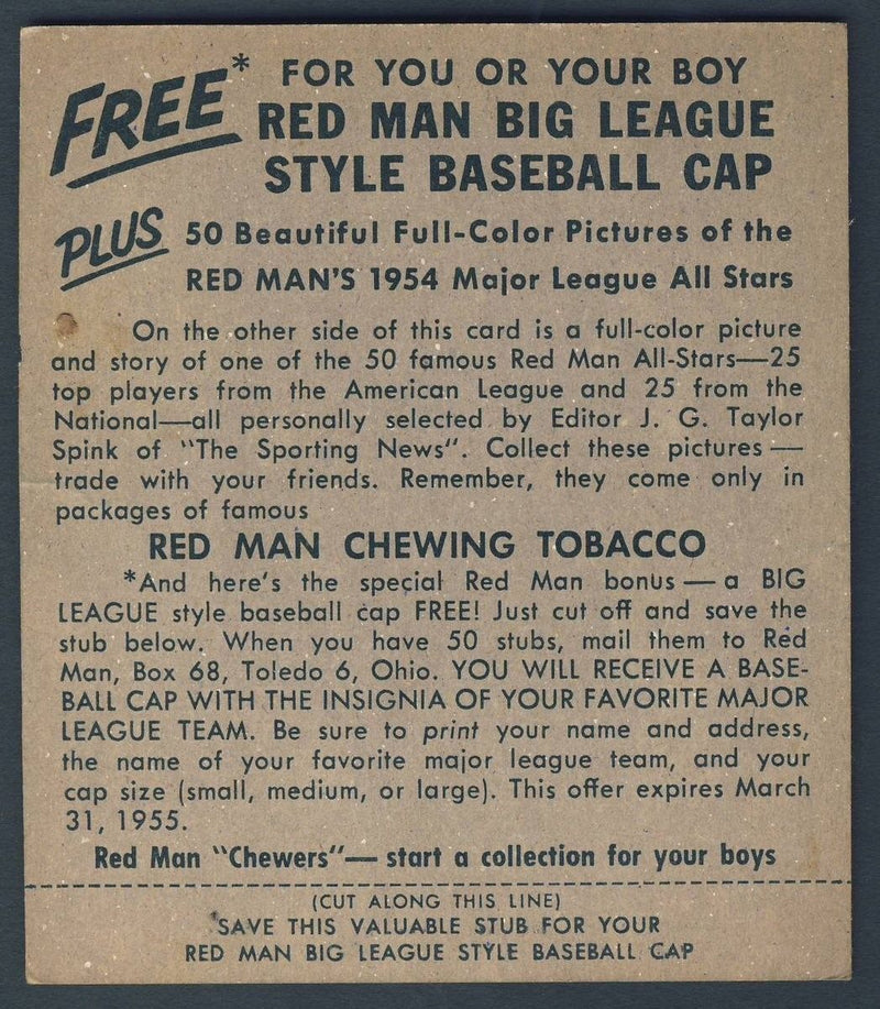 1954 RED MAN WITH TAB GIL MC DOUGALD New York Yankees #25 VG+ EX 128266