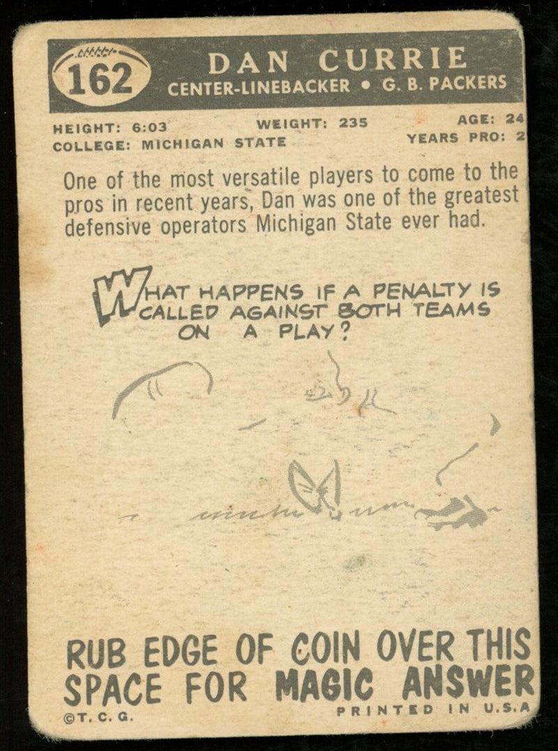 1959 TOPPS Football Card #162 Signed/Auto Dan Currie Green Bay Packers