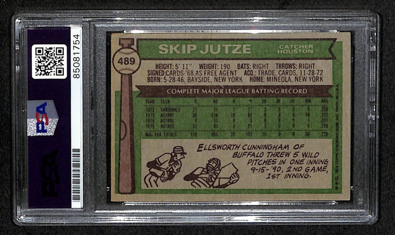 Skip Jutze Signed 1976 Topps Card #489 Houston Astros PSA/DNA 184528