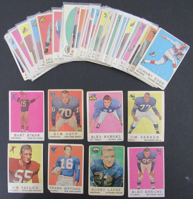 Lot of (49) 1959 Topps Football Cards w/ Stars Bart Star, Frank Gifford 188007