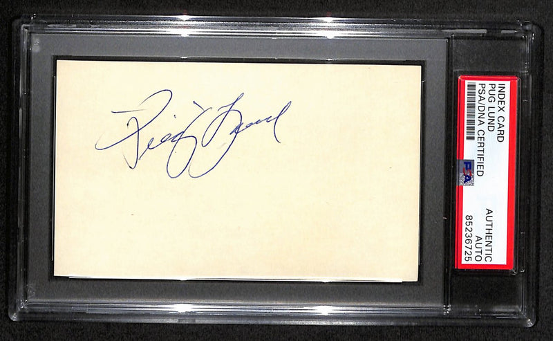 Pug Lund CFB HOF Signed/Auto 3x5 Index Card Minnesota PSA/DNA 189015