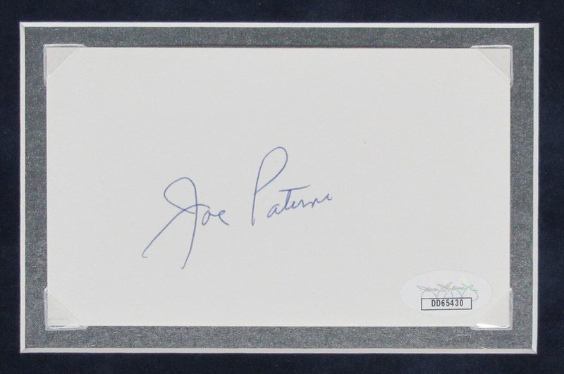 Joe Paterno Autographed Cut Card with Photo Collage Penn State Framed JSA 177224