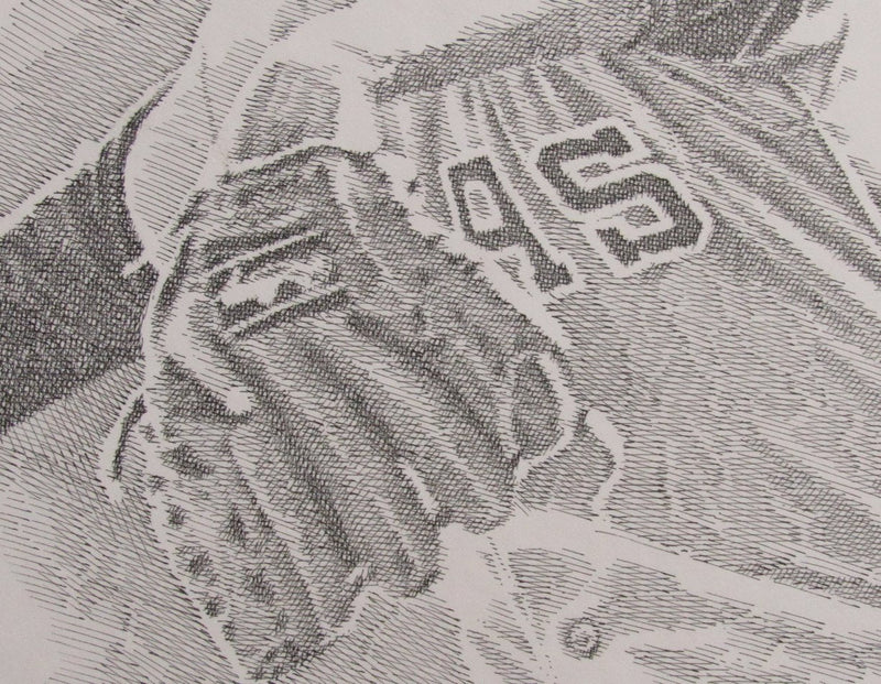 Nolan Ryan HOF UNSIGNED 16x20 B/W Drawing Texas Rangers 190124