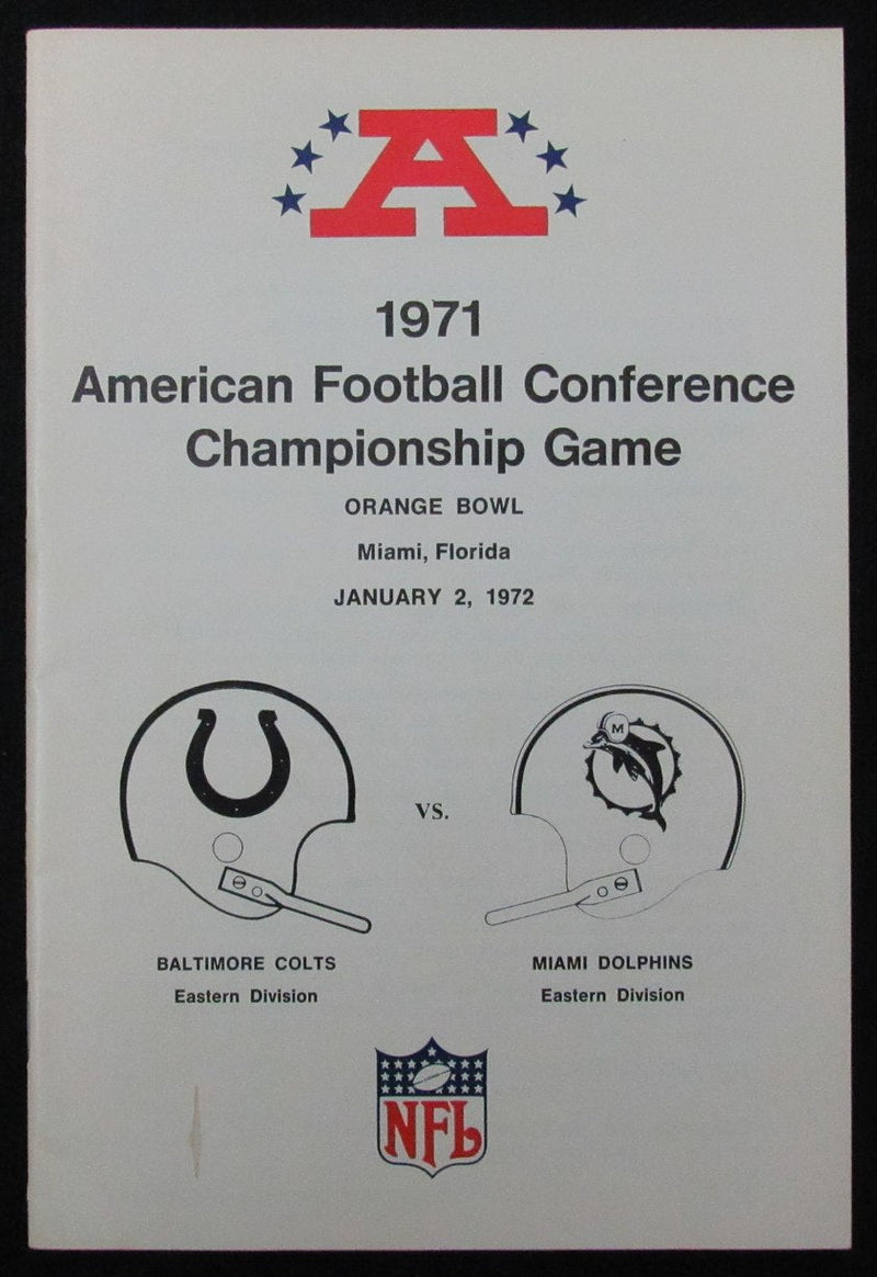 1971 NFL AFC Championship Game Media/Press Guide Colts vs. Dolphins 188818