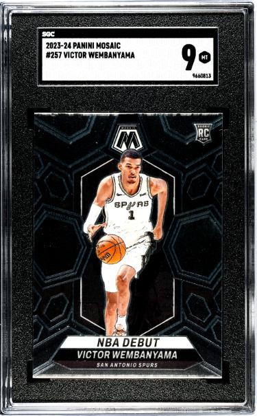 Victor Wembanyama 2023-24 Panini Mosaic Rookie Card (RC) #257- SGC Graded 9 Mint (San Antonio Spurs)