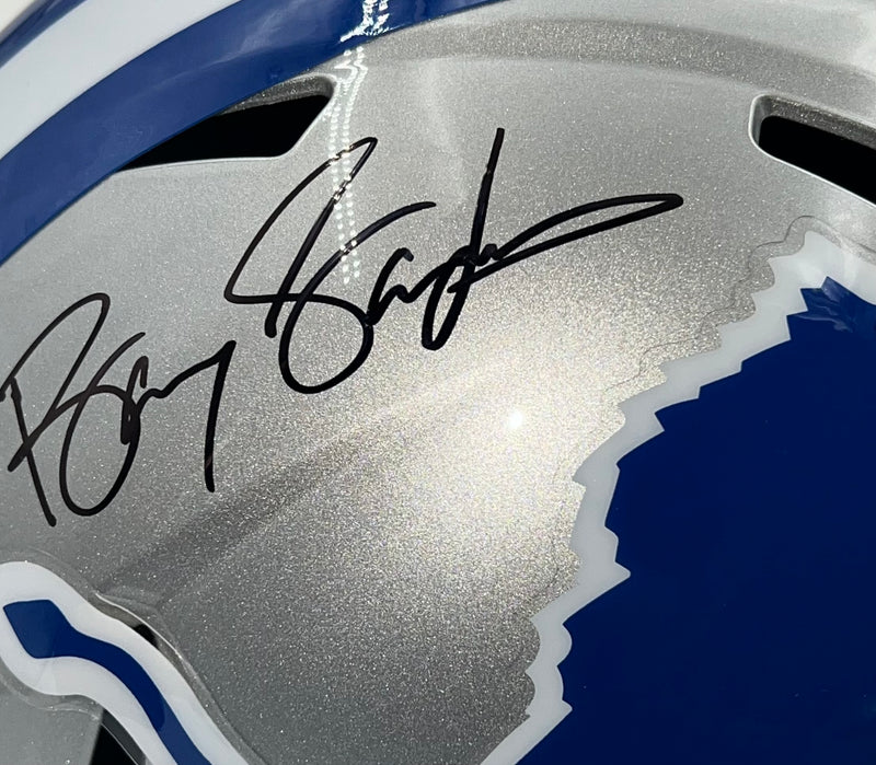 Barry Sanders Signed Detroit Lions Full Size Speed 83-02 Throwback Helmet JSA