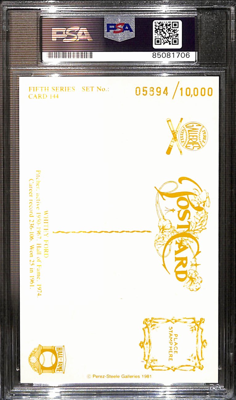 Whitey Ford Autographed 1981 Perez-Steele HOF Postcard Yankees PSA/DNA 183713