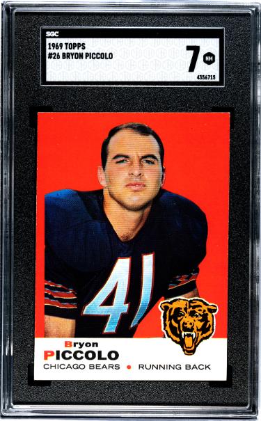 Brian Bryon Piccolo 1969 Topps Rookie Card (RC) #26- SGC Graded 7 NM (Chicago Bears)