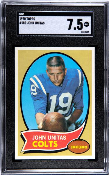Johnny Unitas 1970 Topps NFL Card #180- SGC Graded 7.5 NM+ (Baltimore Colts/HOF)