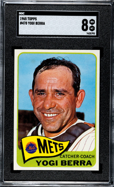 Yogi Berra 1965 Topps Card #470- SGC Graded 8 NM-MT (New York Mets/Yankees/HOF)