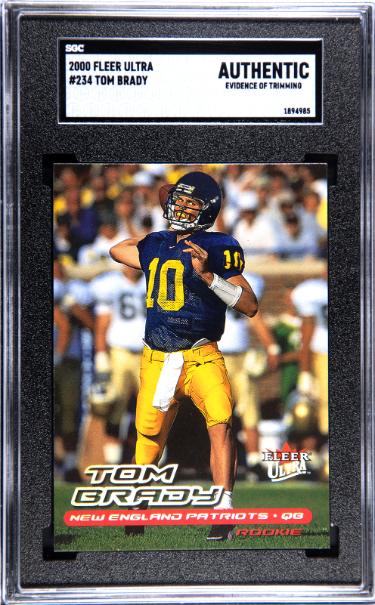 Tom Brady 2000 Fleer Ultra Rookie Card #234- SGC Slabbed Authentic (Evidence of Trimming/Michigan/Patriots/GOAT)