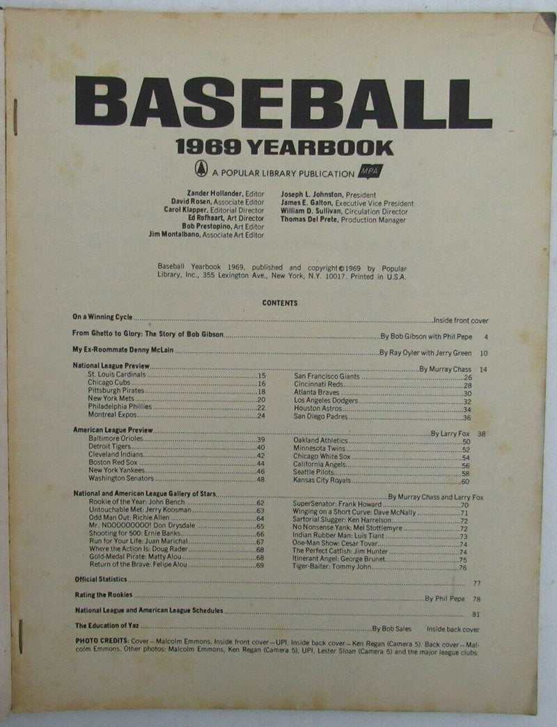 1969 Baseball Yearbook w/ Denny McClain/Mickey Lolich/Bob Gibson on Cover 164511