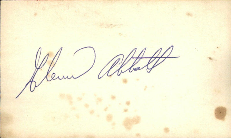 Glen Abbott Seattle Mariners Signed/Autographed 3x5 Index Card 162630