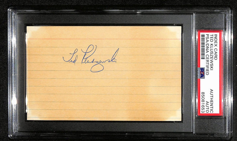 Ted Kluszewski Signed 3x5 Index Card Cincinnati Reds PSA/DNA 184254