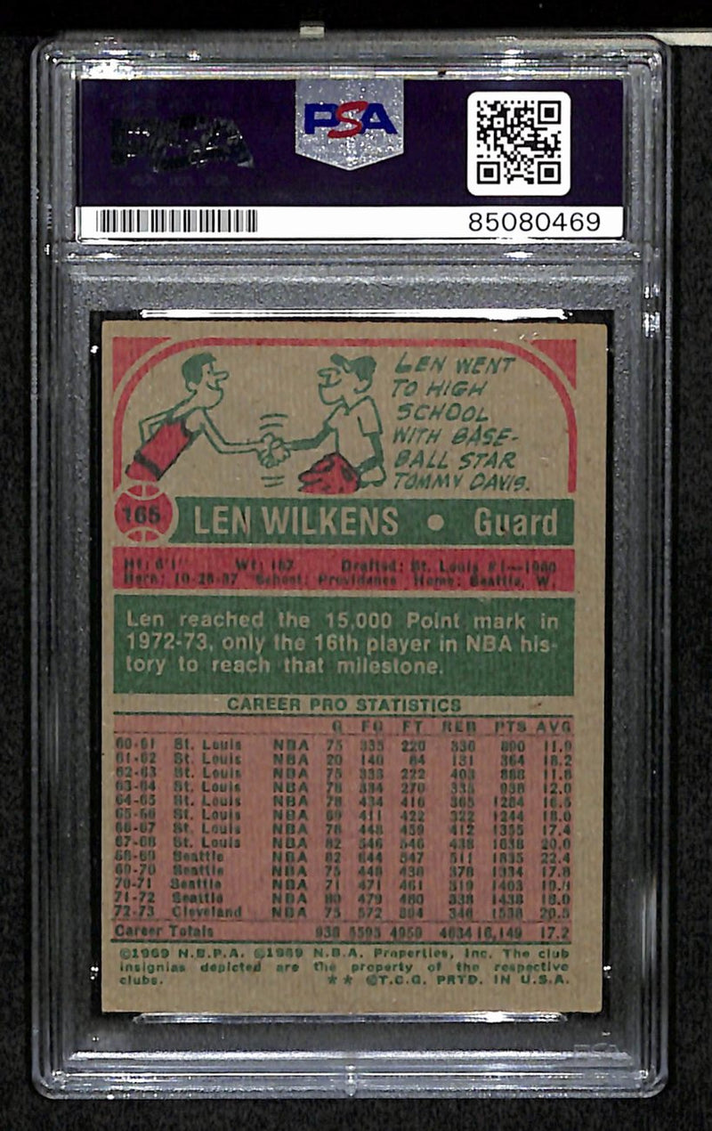 Len Wilkens HOF Signed/Auto 1973-74 Topps Card #165 Cavaliers PSA/DNA 185438