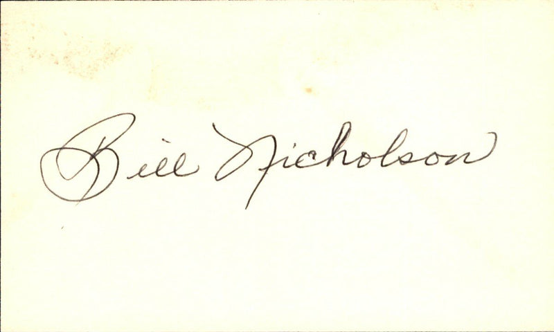 Bill Nicholson Athletics/Phillies d.1996 Signed/Auto 3x5 Index Card 162644