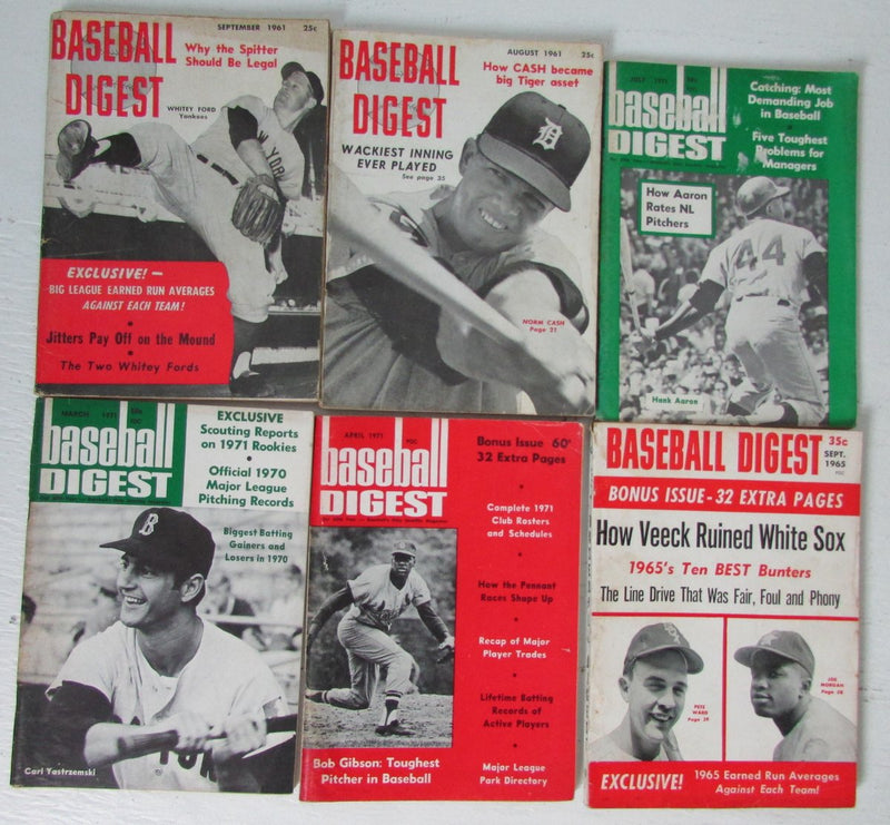Lot of 36 Baseball Digest '60(5) '61(7)'62(3) '65-'67(4) '71(4) '72(8)  147003