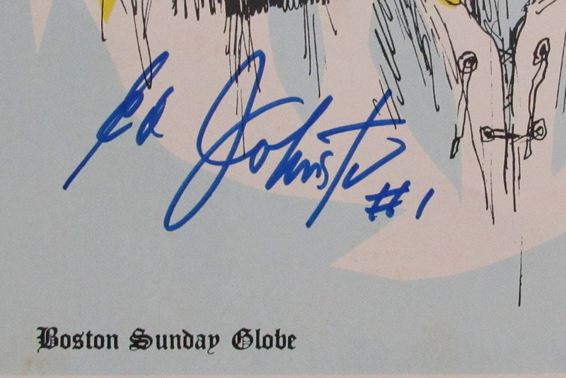 Ed Johnston/Gerry Cheevers Signed 1971 Boston Sunday Globe 14x22 Premium 186154