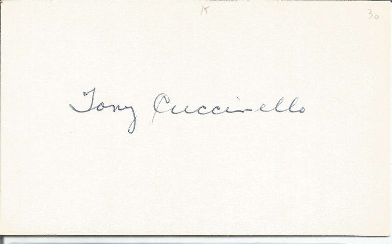 Tony Cucinello Brooklyn Dodgers Signed/Autographed 3x5 Index Card 150561