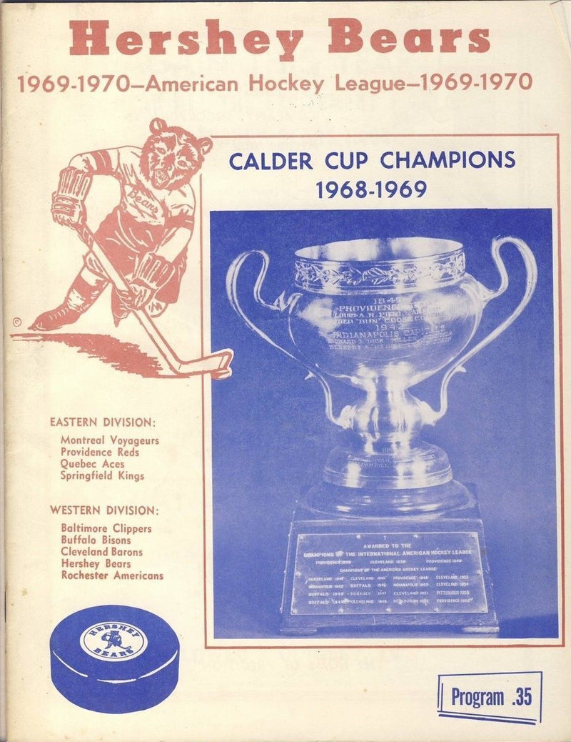 Hershey Bears 2/1 1969 Program vs. Buffalo AHL 128333