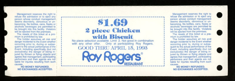 February 28, 1993 Pitt vs. Georgetown College Basketball Game Full Ticket