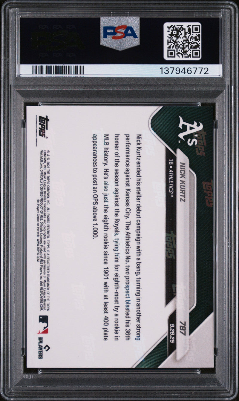 Graded 2025 Topps Now Nick Kurtz #787 Rookie RC Baseball Card PSA 9 Mint