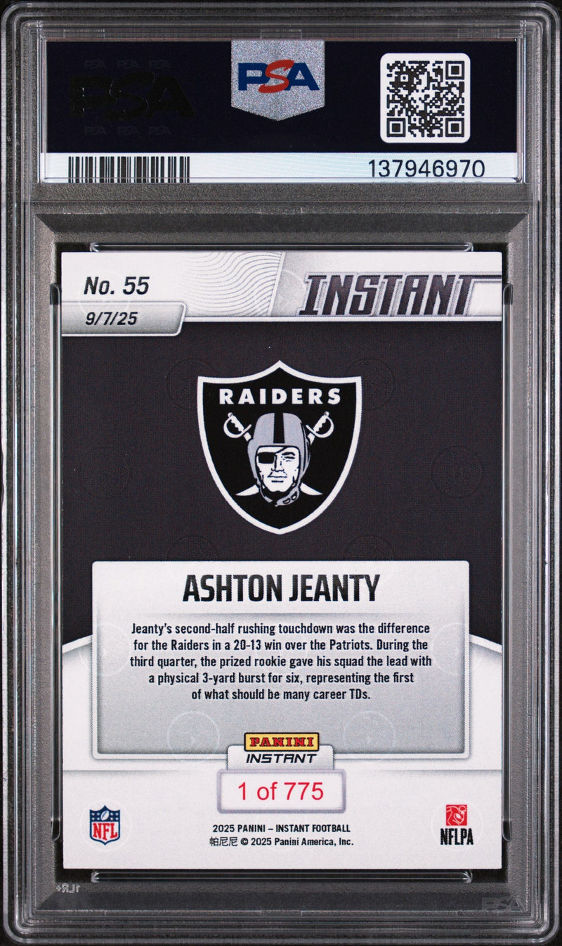 Graded 2025 Panini Instant Ashton Jeanty #55 Rookie RC Football Card PSA 5 Excellent