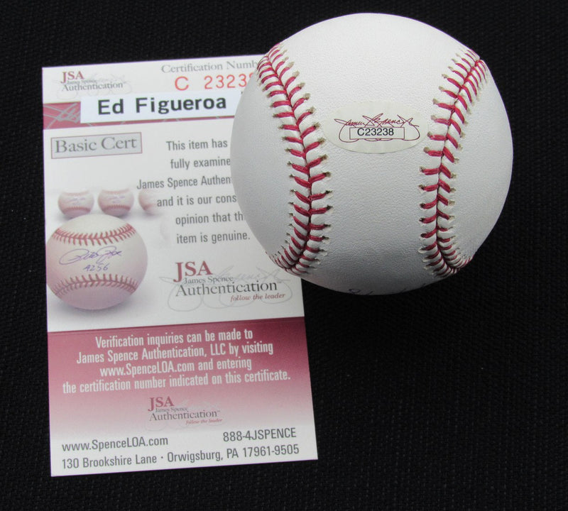 Ed Figueroa Signed/Auto Yankees 100th OML Baseball JSA Inscr 186650