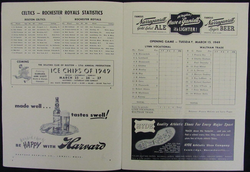 Vintage 1949 Boston Celtics vs. Rochester Royals Game Program 176877