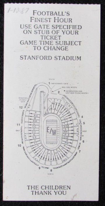 1987 East vs. West Shrine Game Ticket Stub Stanford Stadium
