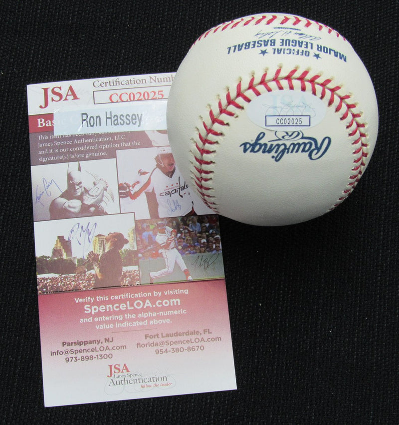 Ron Hassey Signed/Auto Yankees 100th OML Baseball JSA Inscr  186834