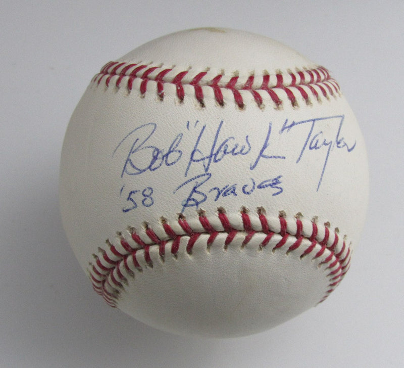 Hawk Taylor Signed/Inscribed OML Baseball Milwaukee Braves PSA/DNA 191633