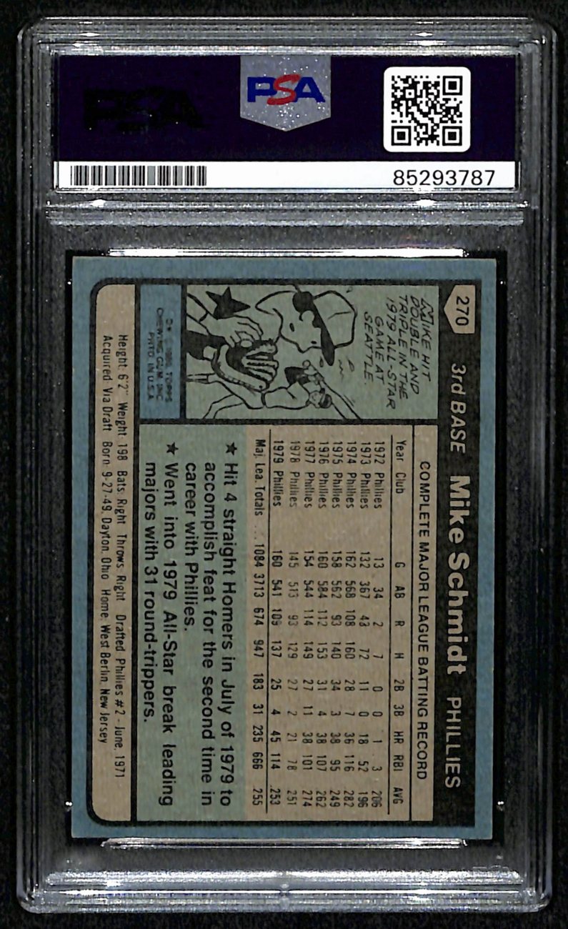 Mike Schmidt HOF Signed/Autographed 1980 Topps Card #270 Phillies PSA/DNA 190635