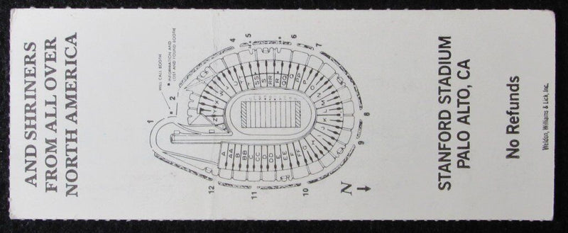 1992 East vs. West Shrine Game Ticket Stub Stanford Stadium 1/19/92 Vincent