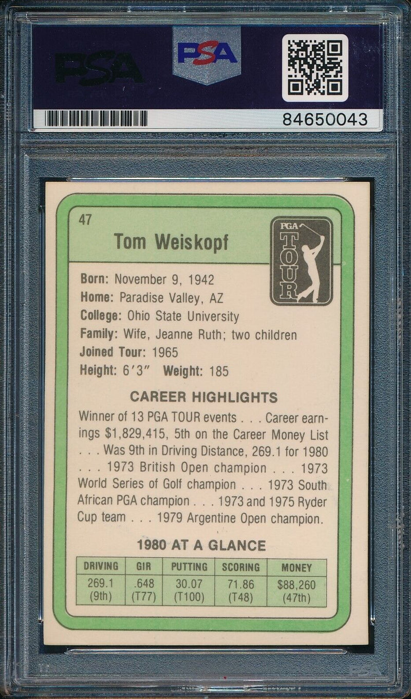 1981 DONRUSS PGA Tom Weiskopf #47 Authentic Card Signed PSA/DNA 176051