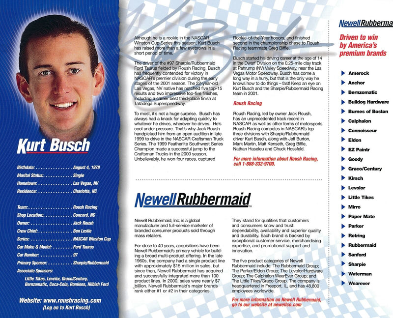 Kurt Busch NASCAR Driver Signed/Autographed 8x10 Photo PSA/DNA 164369