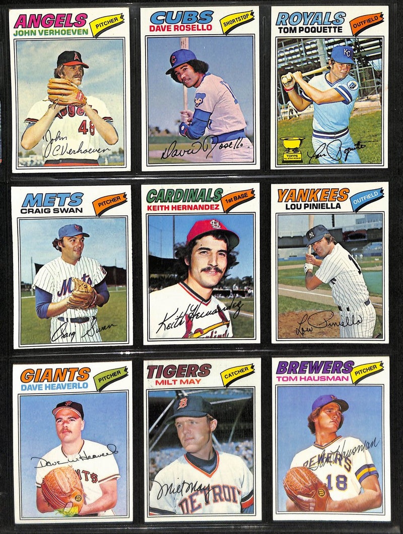 1977 Topps Baseball Card Complete Set (1-660) Dawson Fidrych Sutter Ryan 191961