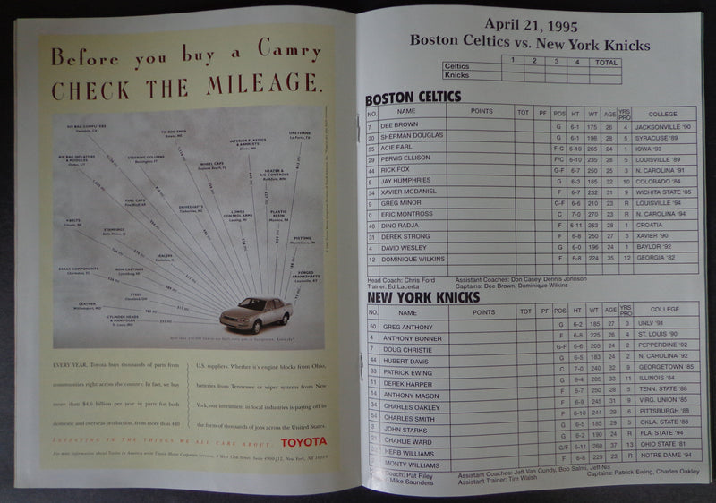 Red Auerbach Signed 1995 Program Final Game Boston Gardens JSA 188420