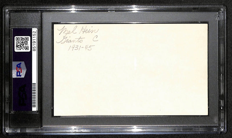 Mel Hein HOF Signed/Auto 3x5 Index Card New York Giants PSA/DNA 187481