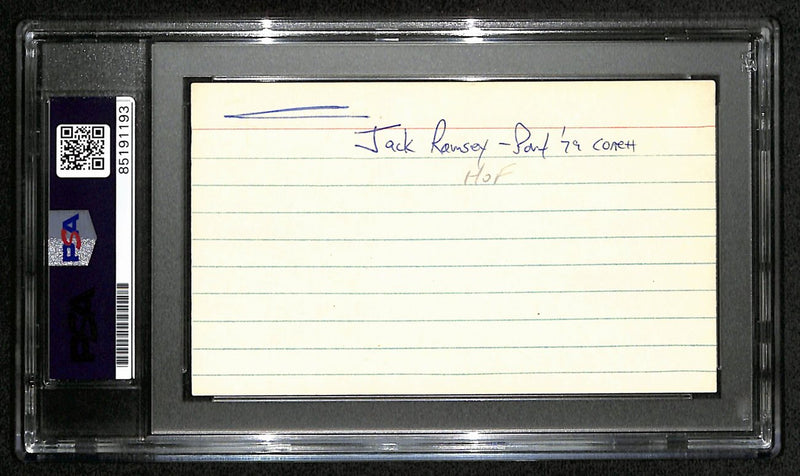 Jack Ramsay HOF Signed/Auto 3x5 Index Card Portland Trailblazers PSA/DNA 188545