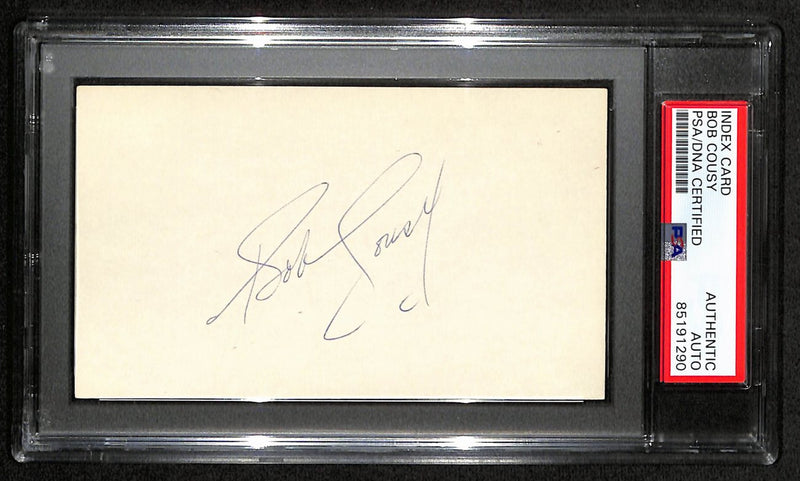 Bob Cousy HOF Signed/Auto 3x5 Index Card Boston Celtics PSA/DNA 188562