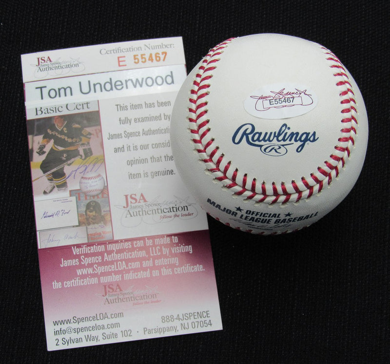 Tom Underwood Signed/Auto Yankees 100th OML Baseball JSA Inscr  186798