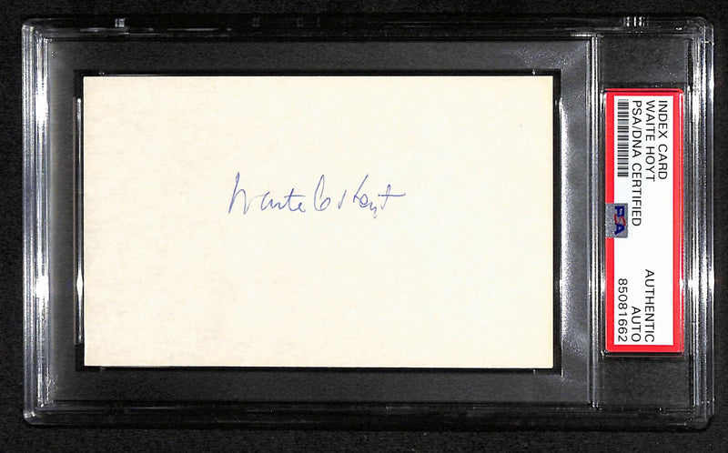 Waite Hoyt HOF Signed 3x5 Index Card New York Yankees PSA/DNA 184221