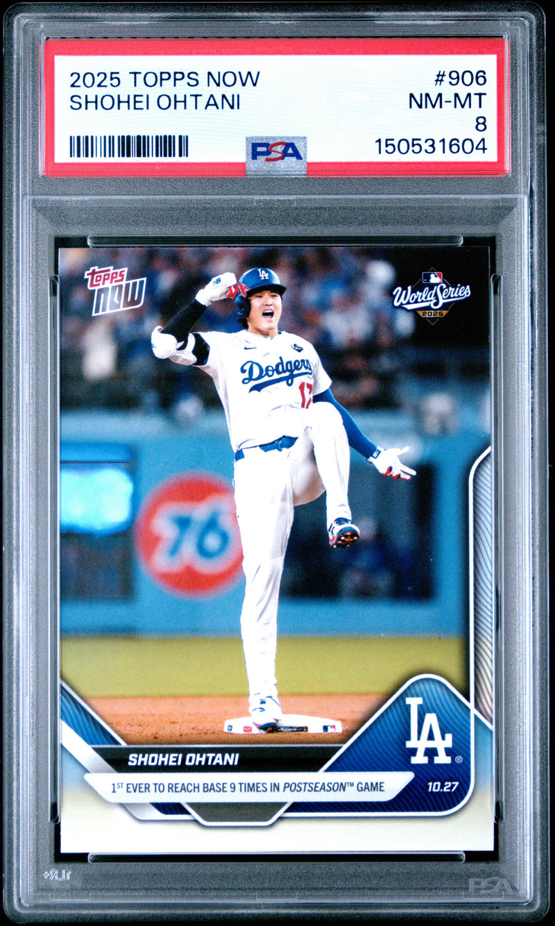 Graded 2025 Topps Now Shohei Ohtani #906 Baseball Card PSA 8 Near Mint