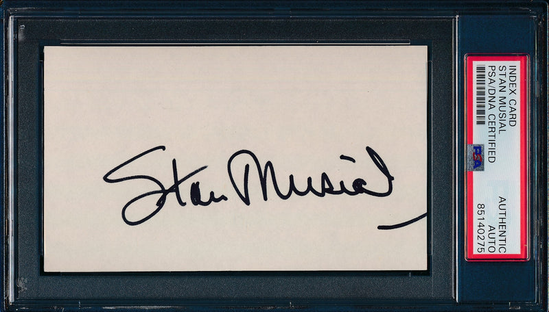 Stan Musial HOF Signed 3x5 Index Card St. Louis Cardinals PSA/DNA 186348