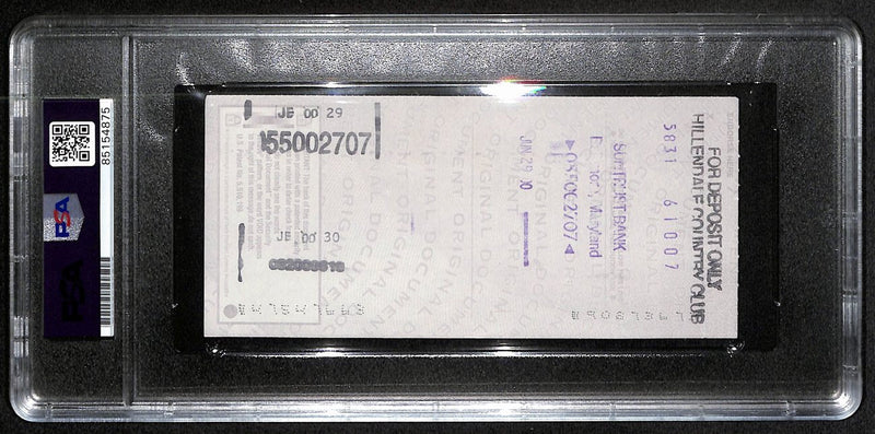 Johnny Unitas Signed 6/24/00 Check PSA/DNA MINT 9 188657