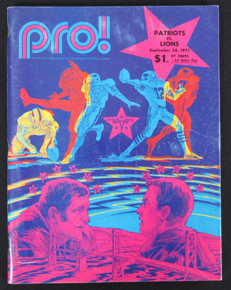 September 26, 1971 New England Patriots vs Detroit Lions NFL Game Program 172207