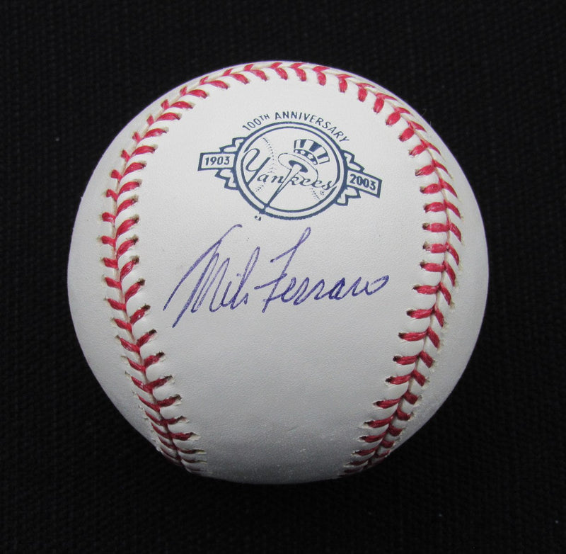 Mike Ferraro Signed/Auto Yankees 100th OML Baseball JSA 186677